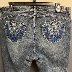 VINTAGE Apple Bottom Jeans Womens Sz  22 Y2K Distressed Stretch Denim Embroidery